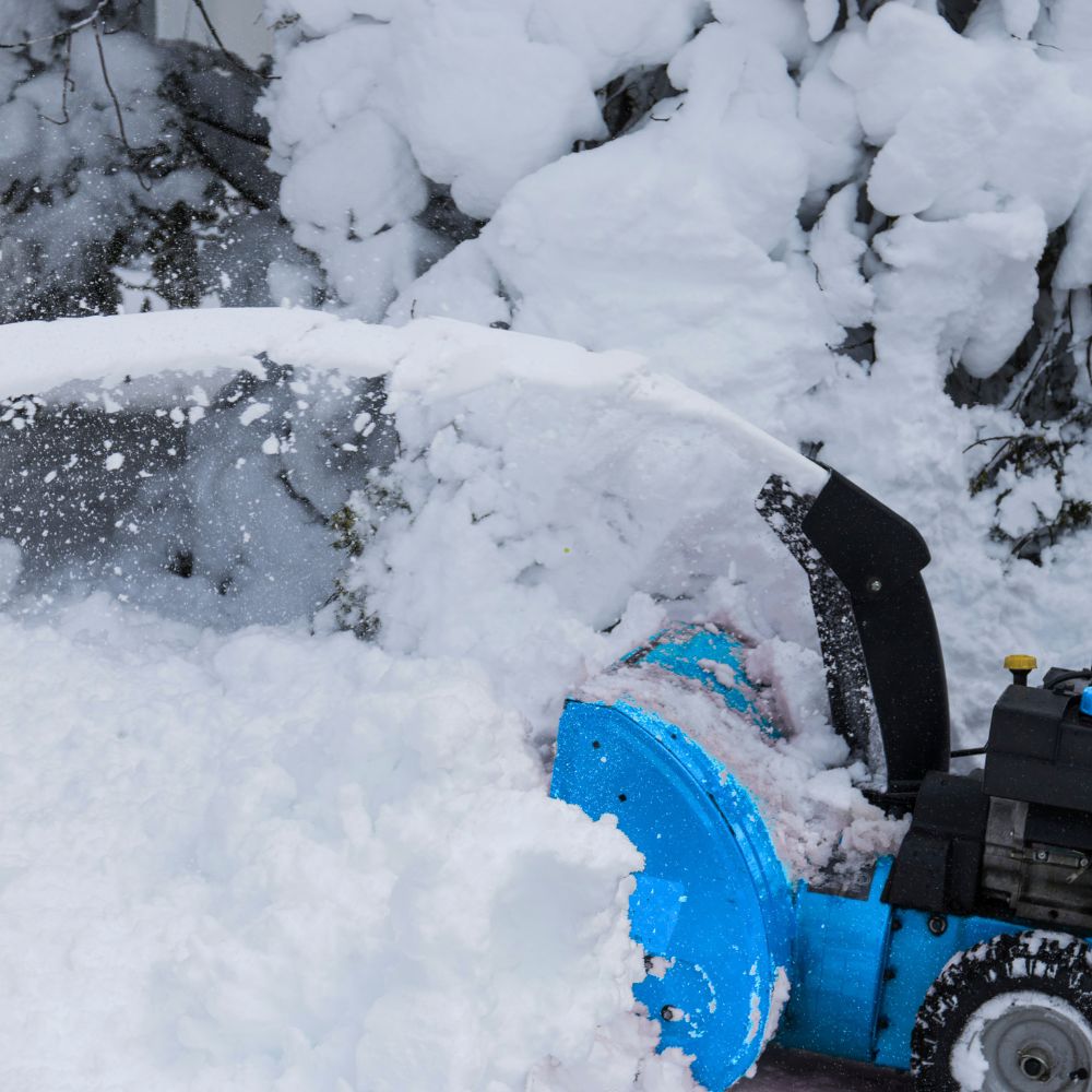 Snow removal with snow thrower